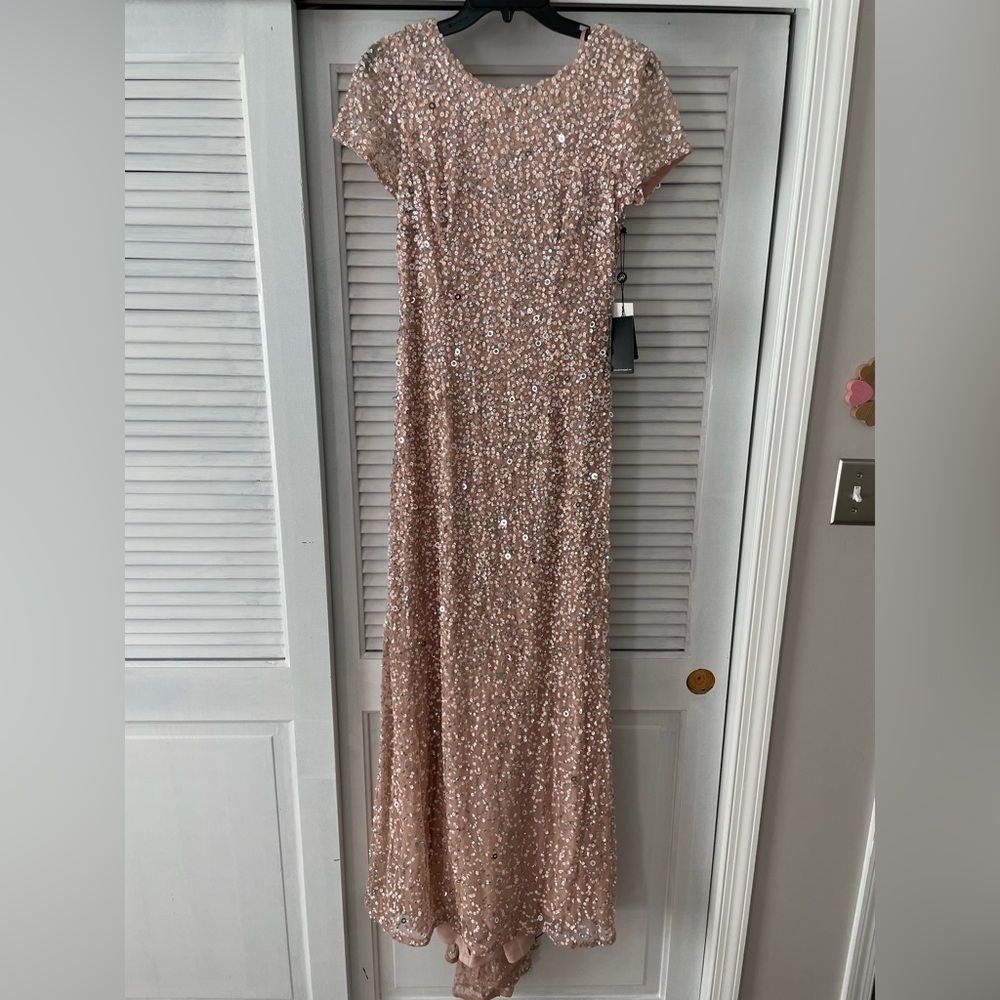 Adrianna Papell blush scoop back long dress size 6